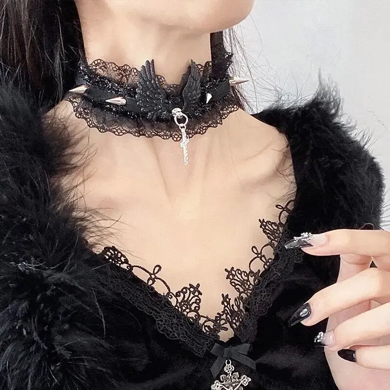 Kawaii Lolita White/Black Lace Choker