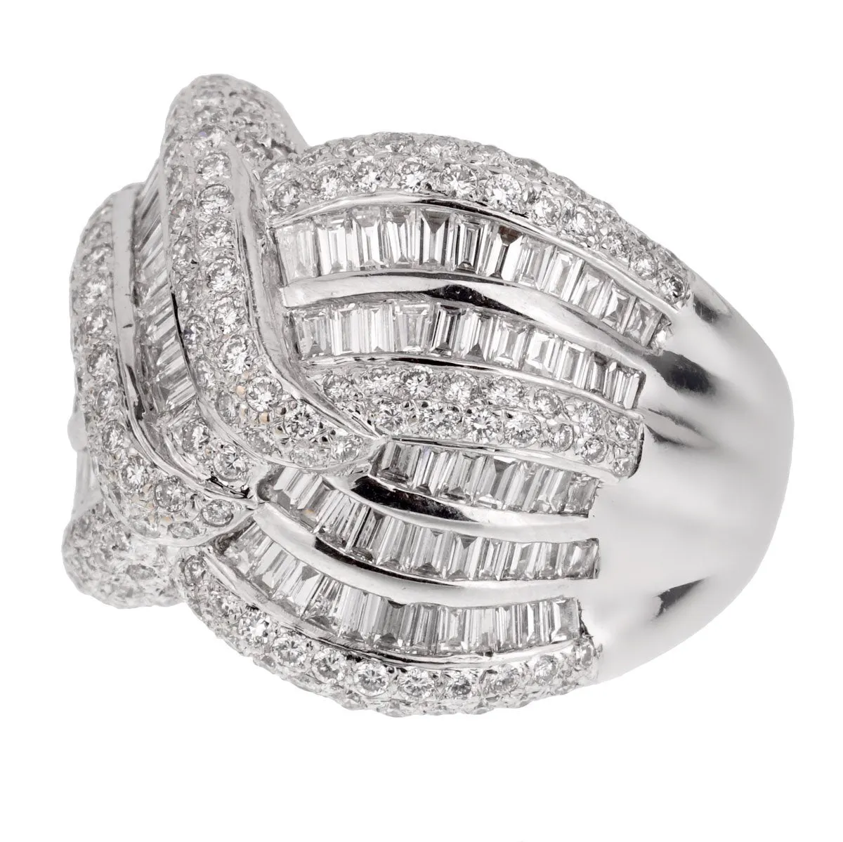 Ladies White Gold Diamond Cocktail Ring Sz 8