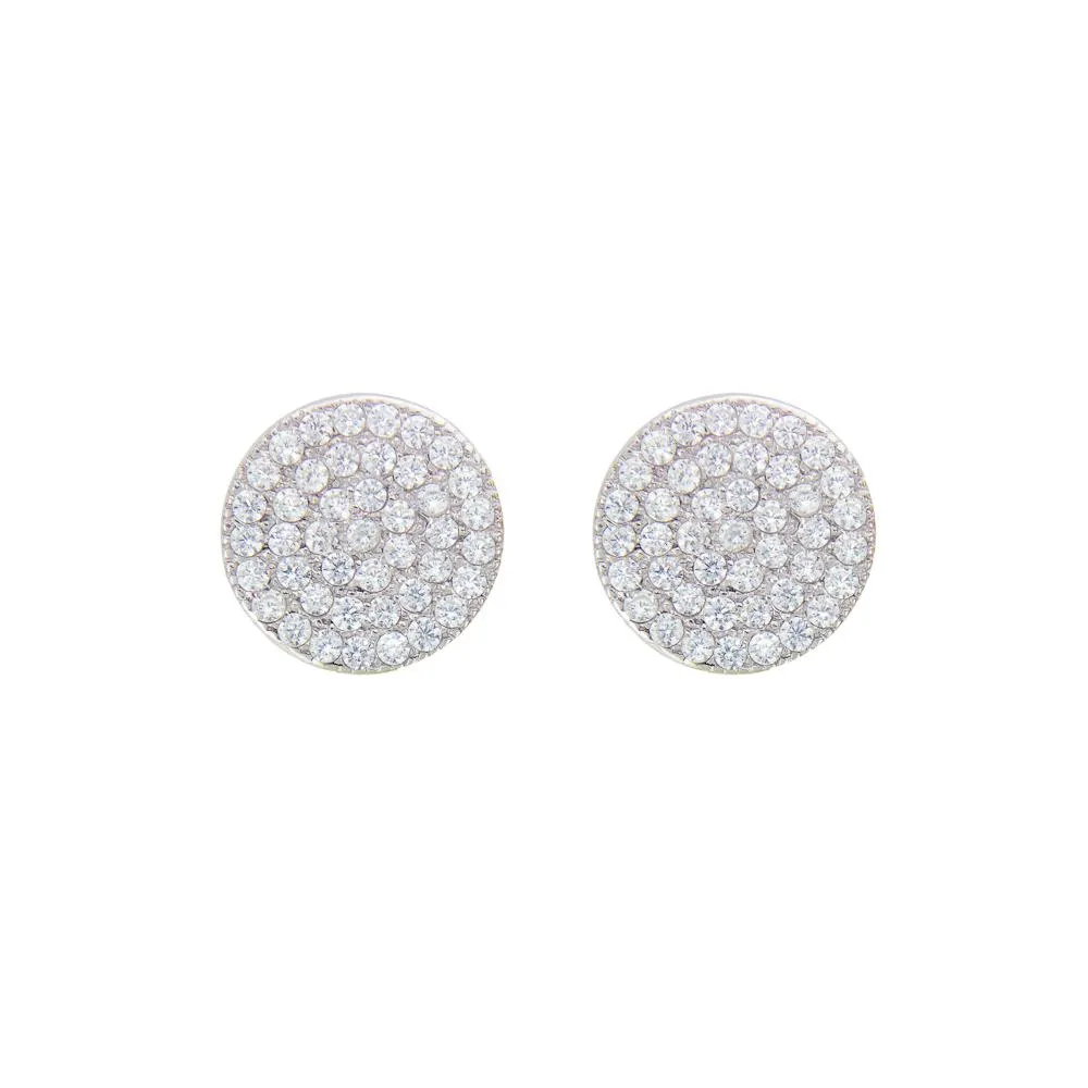 LARGE DISC STUD EARRING, SILVER