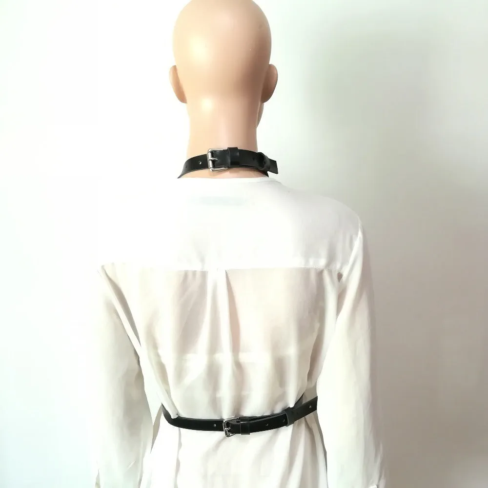 Leather Body Harness / Gothic Bondage Belt / Women Cosplay Festival Outfit