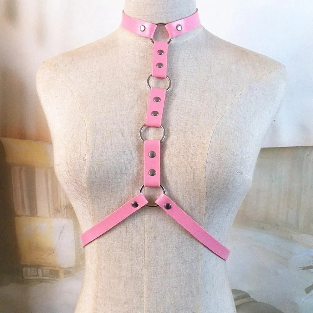 Leather Body Harness / Gothic Bondage Belt / Women Cosplay Festival Outfit