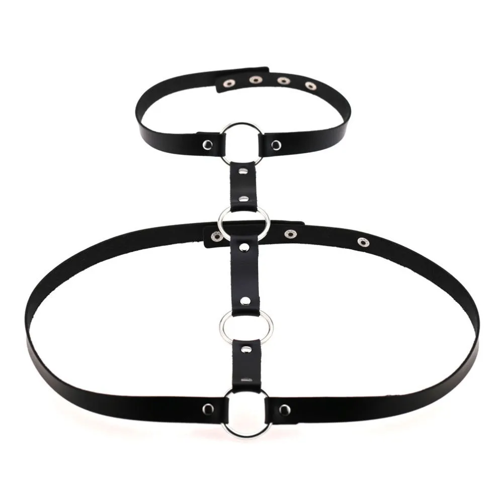 Leather Body Harness / Gothic Bondage Belt / Women Cosplay Festival Outfit