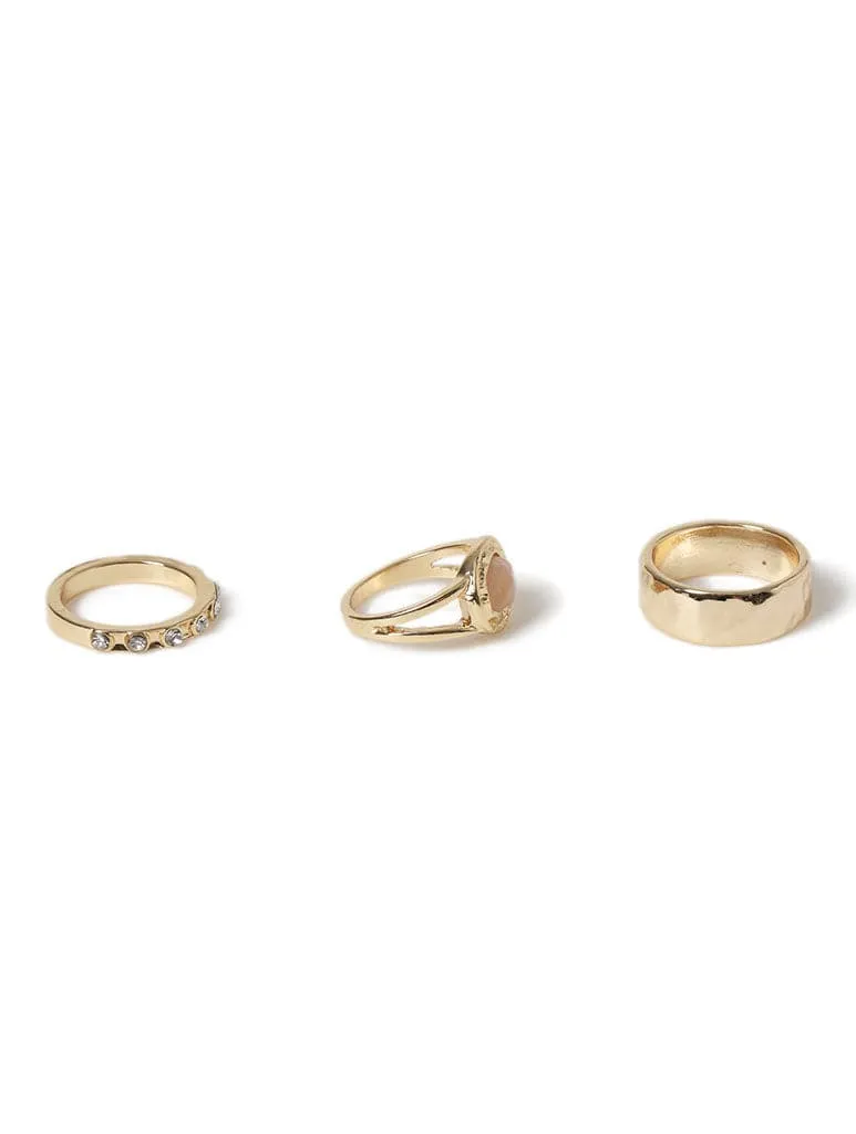 Liars & Lovers 3 Pack Gold Semi Precious Moonstone Rings