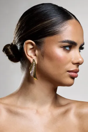 Linnea | Gold Diamante Statement Drop Earrings