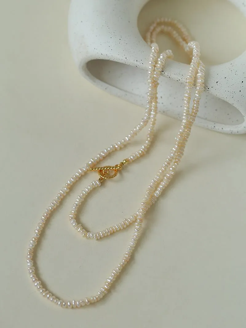 Long Minimalist Irregular Pearl OT Clasp Necklace Sweater Chain