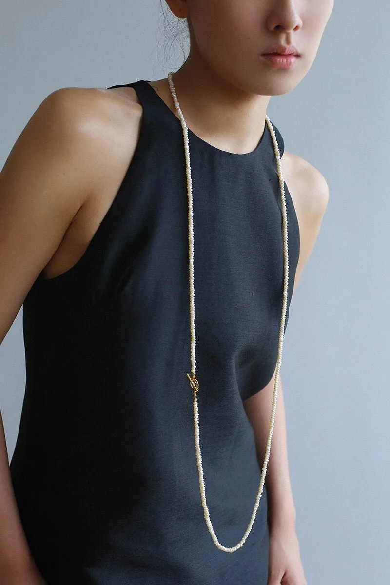 Long Minimalist Irregular Pearl OT Clasp Necklace Sweater Chain