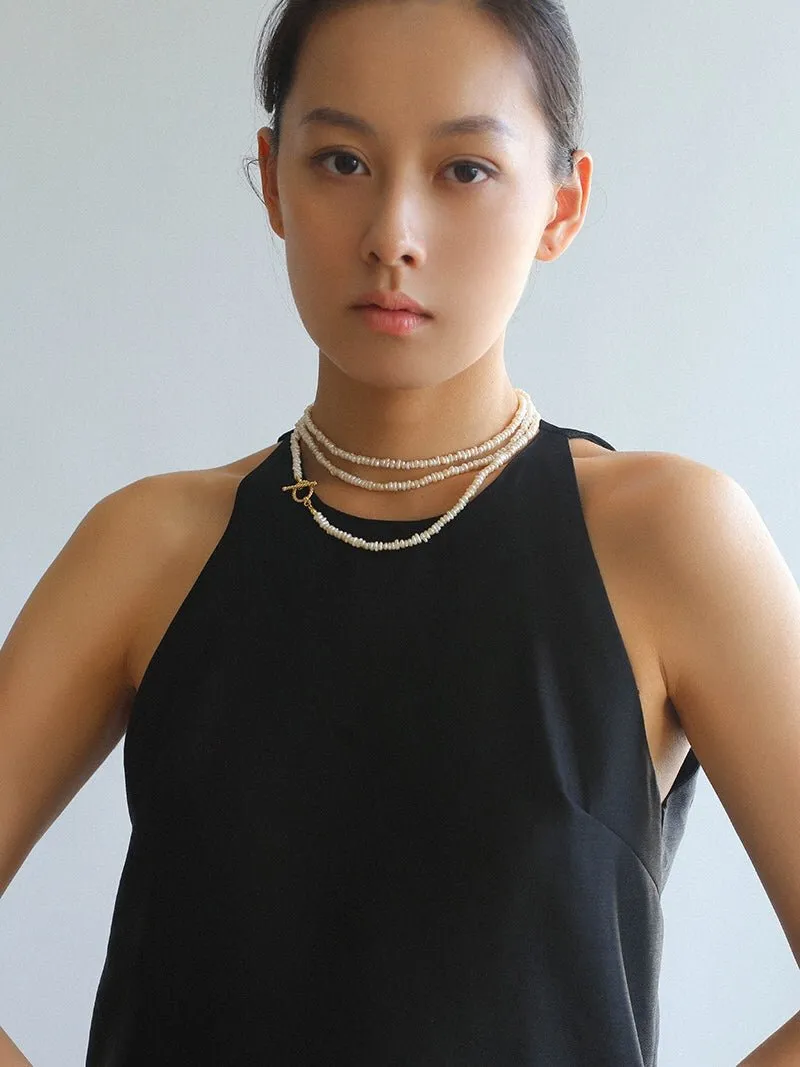 Long Minimalist Irregular Pearl OT Clasp Necklace Sweater Chain