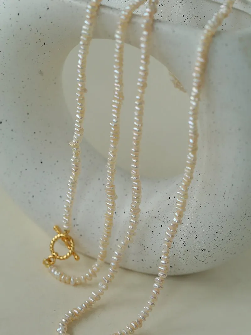 Long Minimalist Irregular Pearl OT Clasp Necklace Sweater Chain