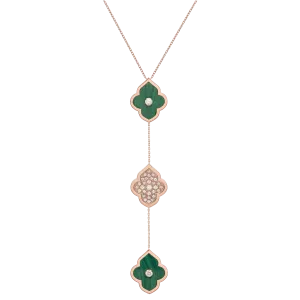 LUCE COLOUR - NECKLACE ROSE GOLD PAVE MALACHITE & 2 DIAMONDS M