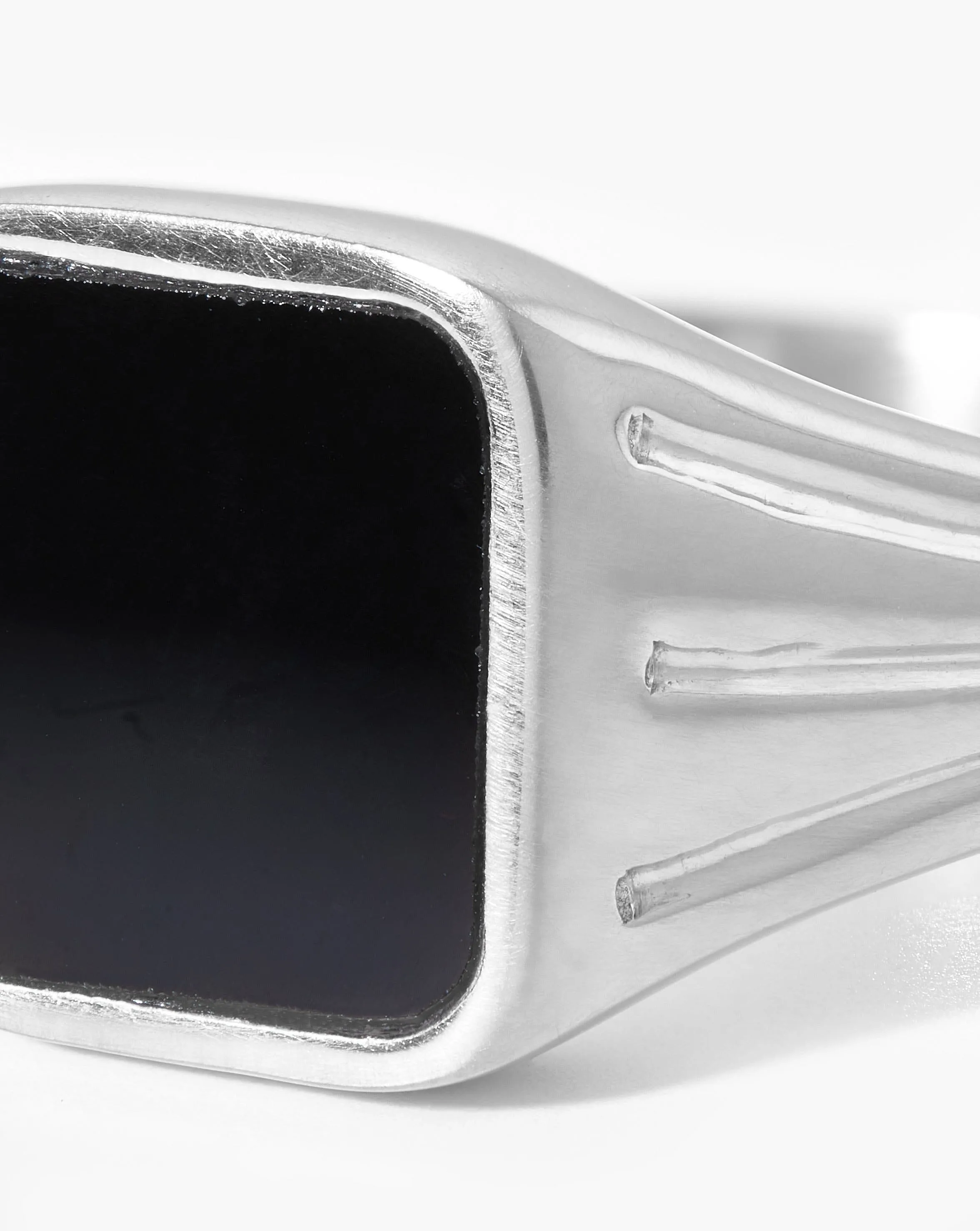 Lucy Williams Square Signet Ring | Sterling Silver/Black Spinel