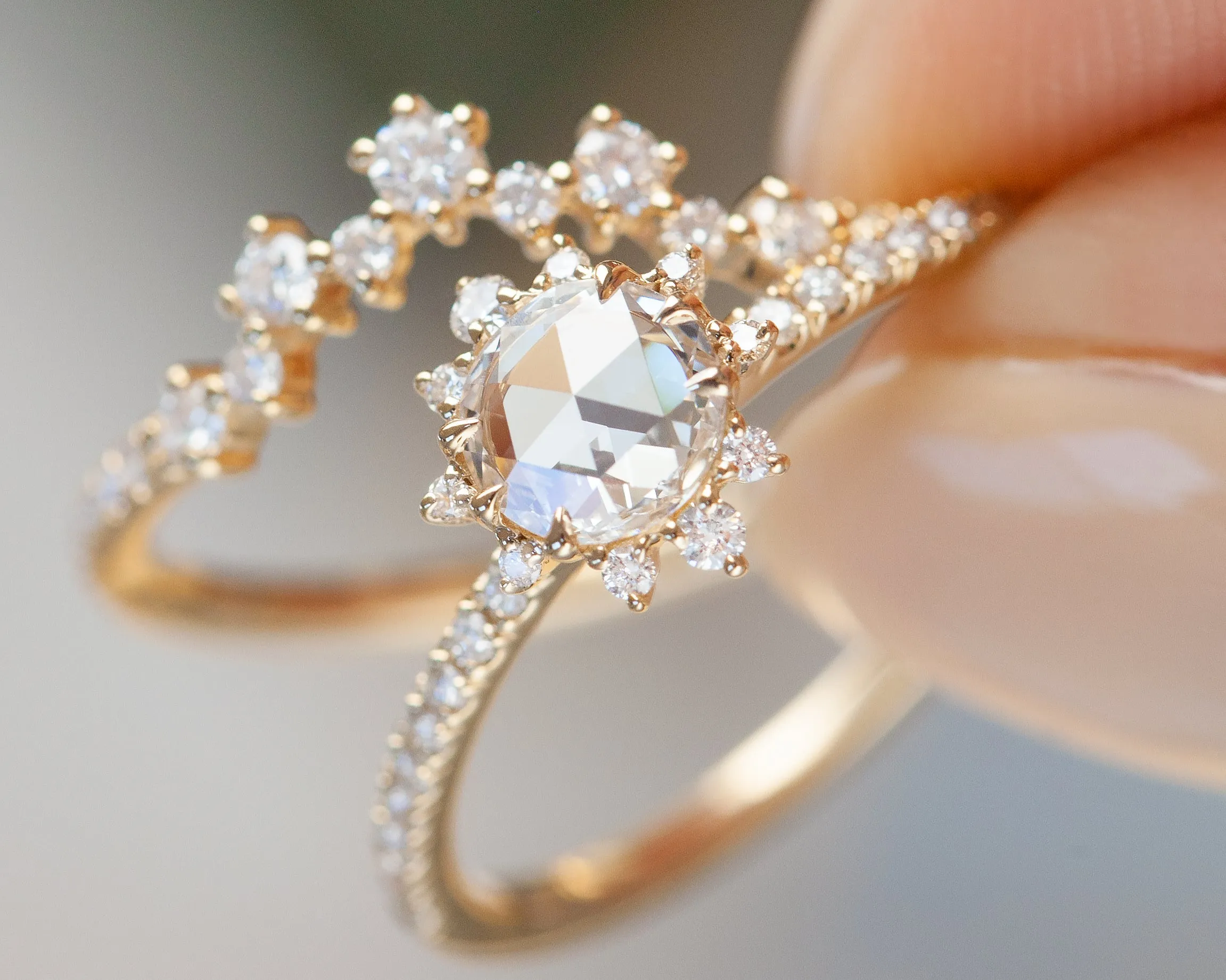 Lyra White Diamond Halo Ring (Ready to Ship)