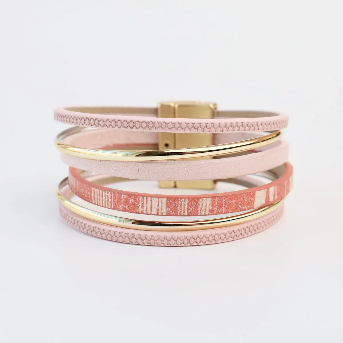 Matte Gold Pink Print Bracelet