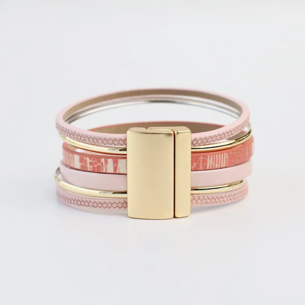 Matte Gold Pink Print Bracelet