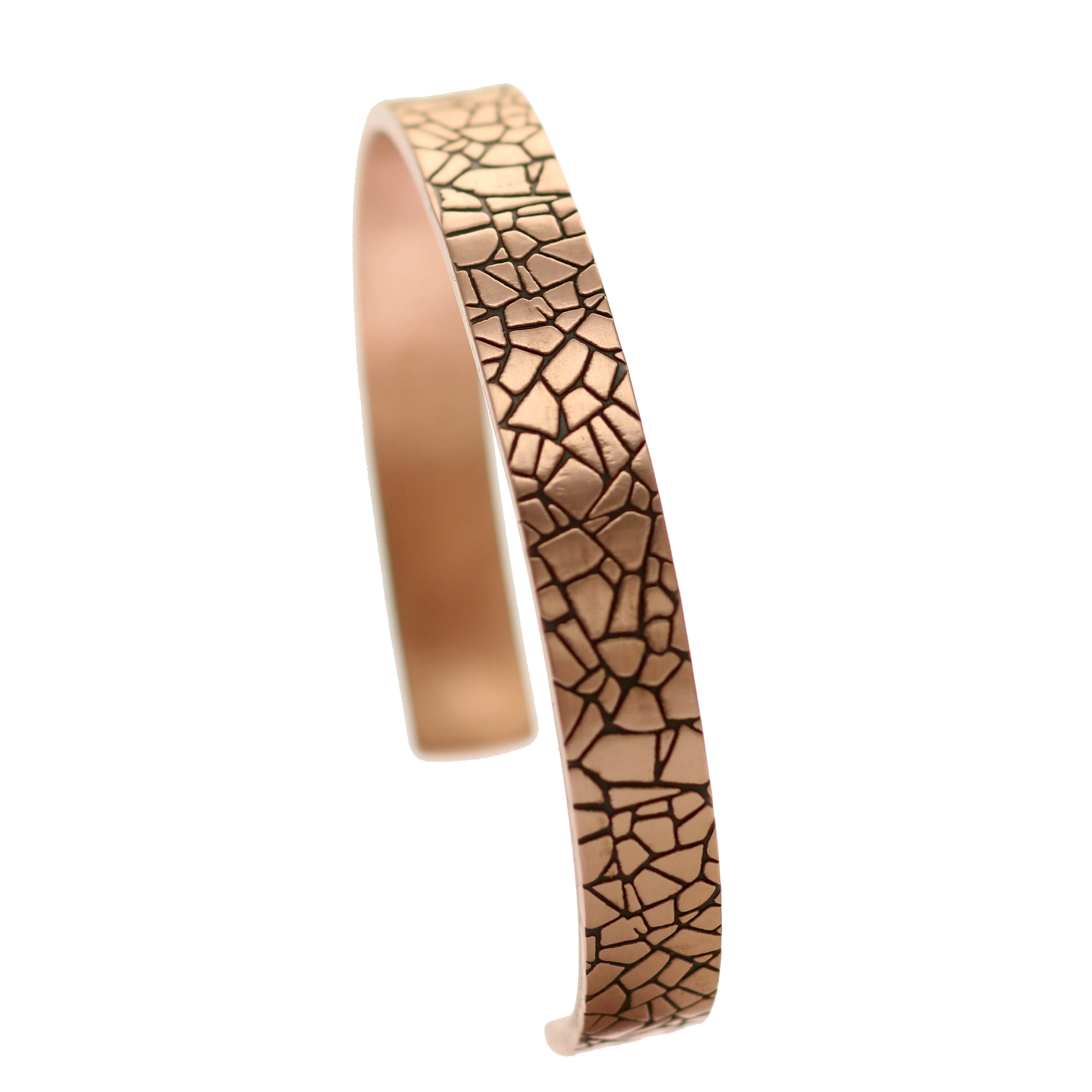 Men's Embossed Mosaic Solid Copper Cuff - 10mm Wide