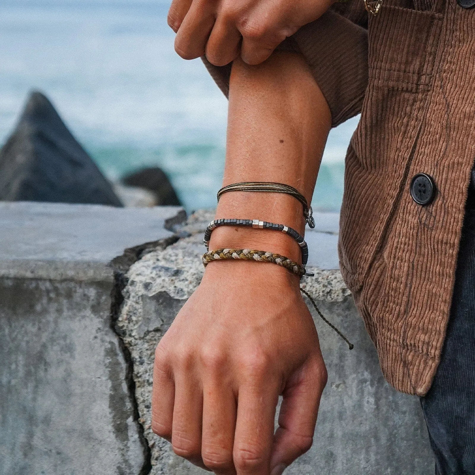 Men's Faceted Pyrite Stretch Bracelet