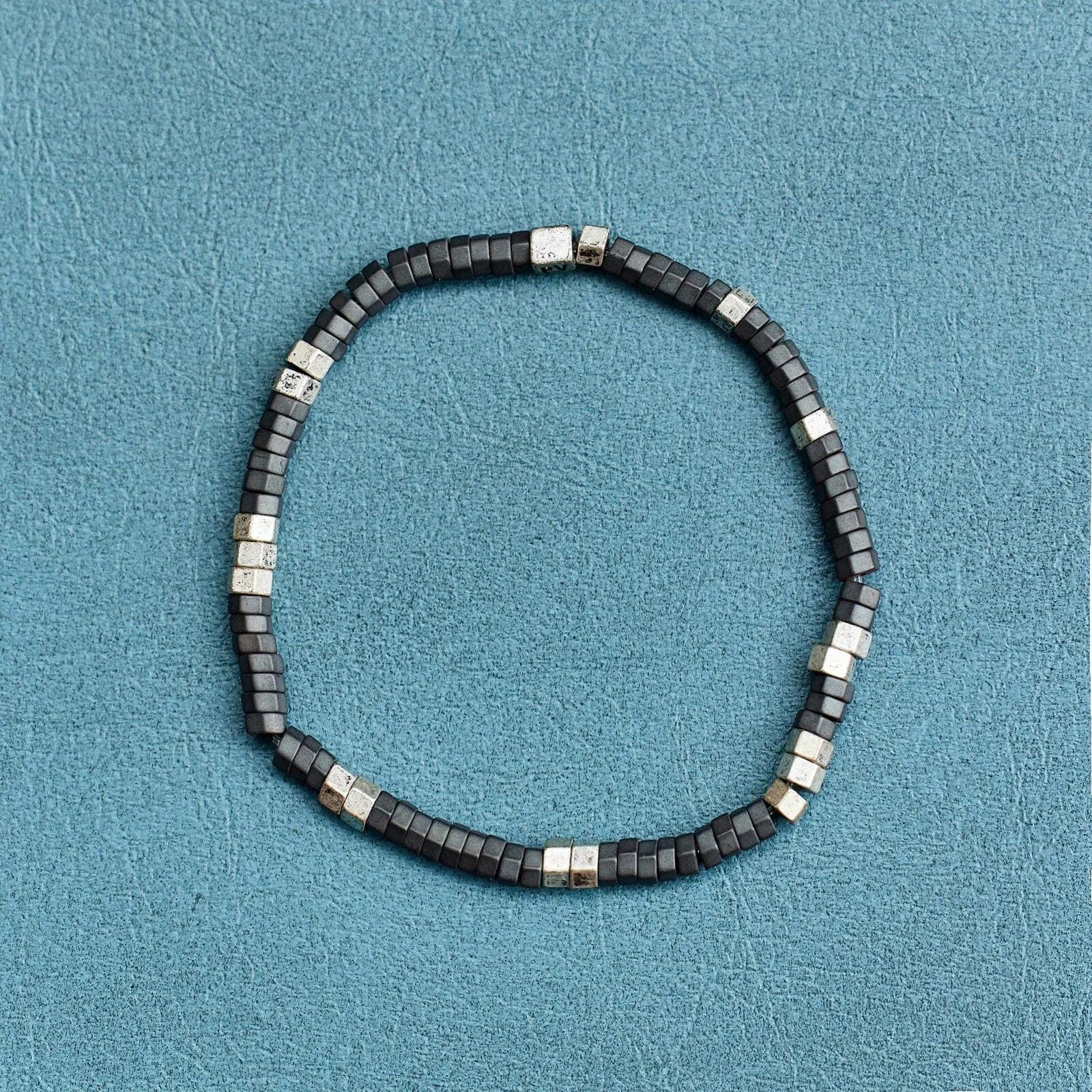 Men's Faceted Pyrite Stretch Bracelet