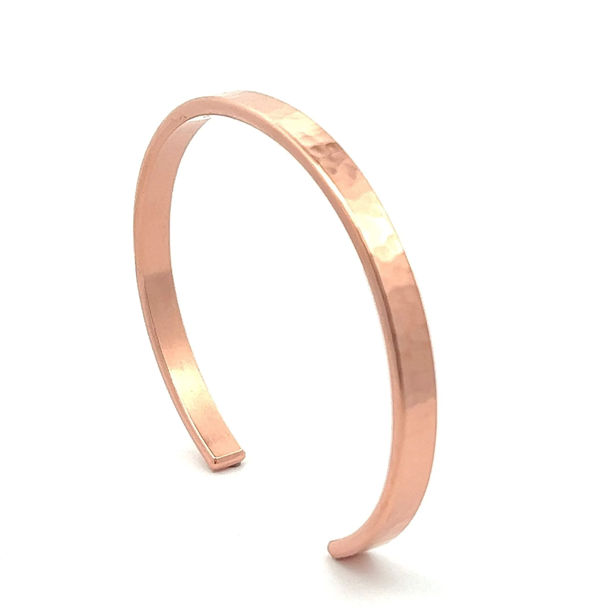 Men's Hammered Copper Cuff Bracelet - 4mm Wide