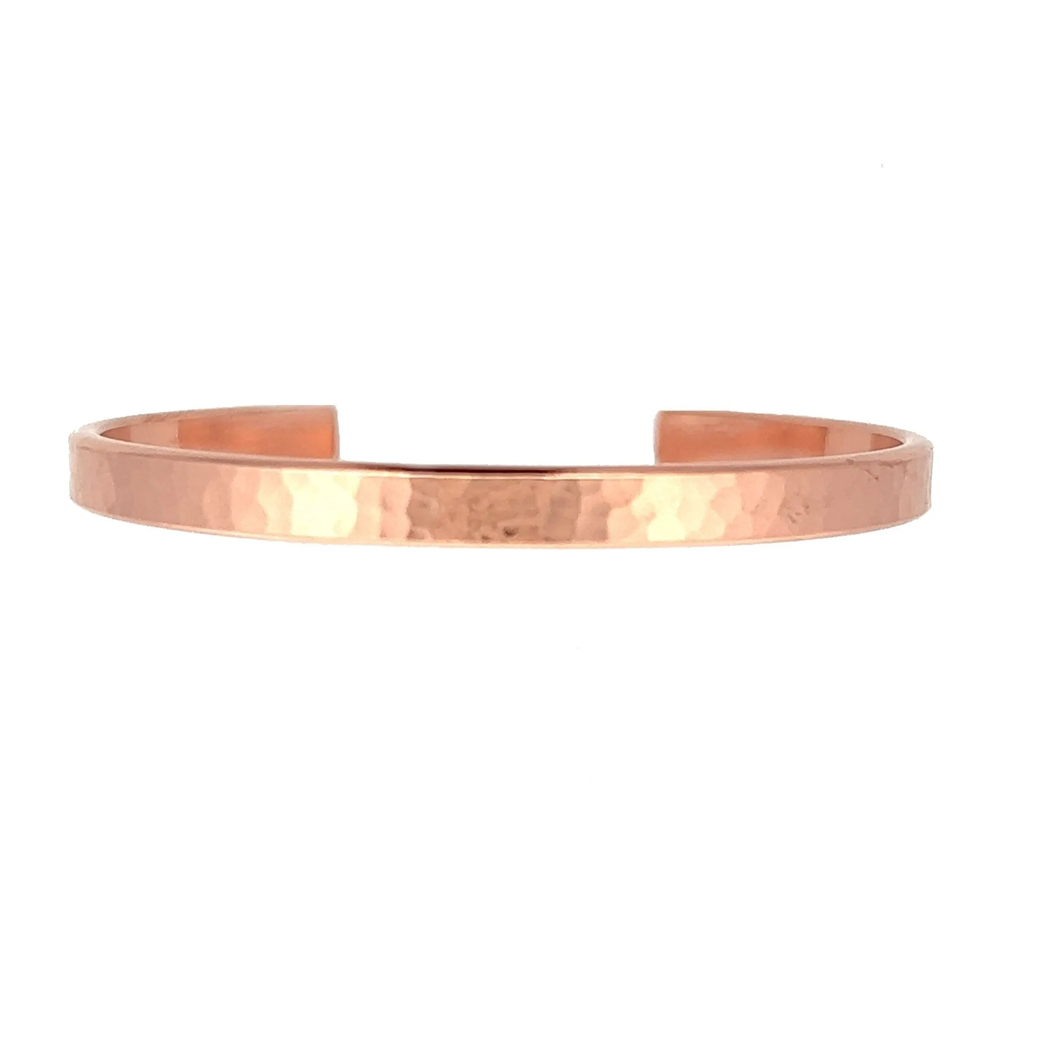 Men's Hammered Copper Cuff Bracelet - 4mm Wide