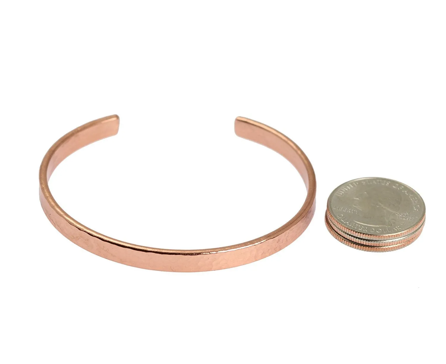 Men's Hammered Copper Cuff Bracelet - 4mm Wide