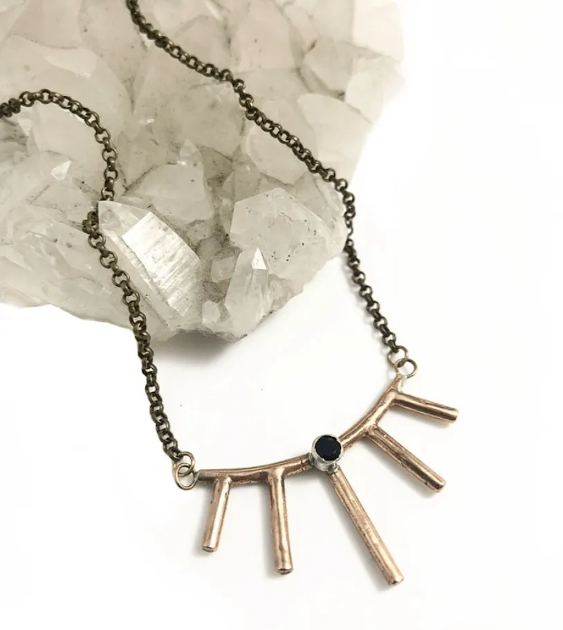 Mini Bronze Sunray Necklace