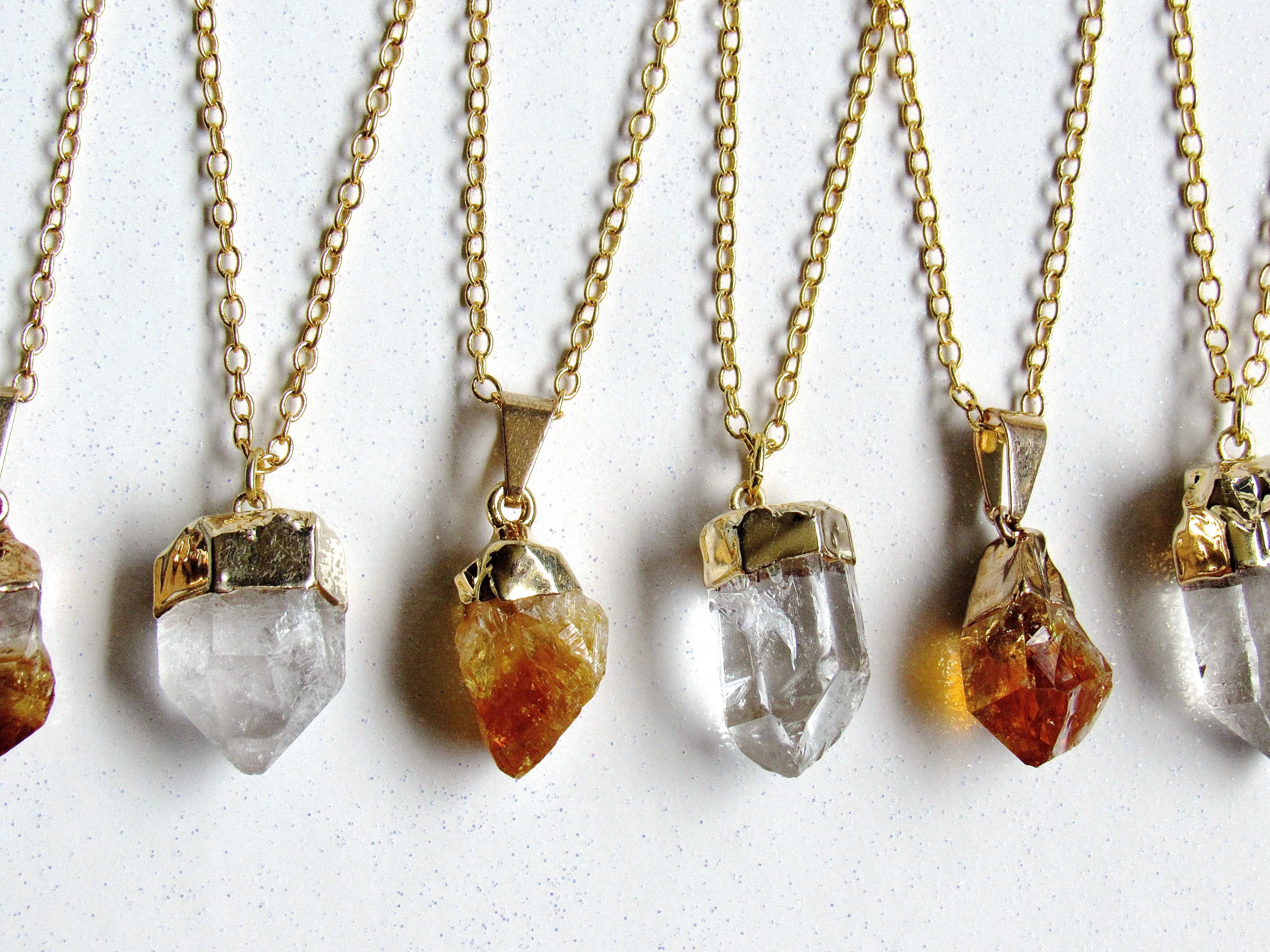 Mini Gold Quartz Point Necklaces