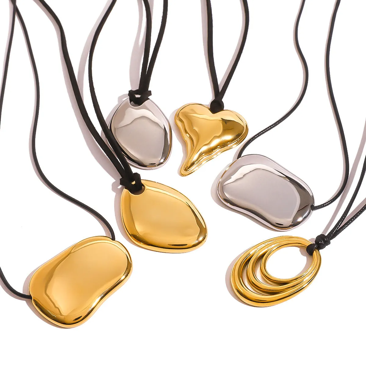 Minimalist Asymmetrical Geometric Stainless Steel Electroplating Necklaces