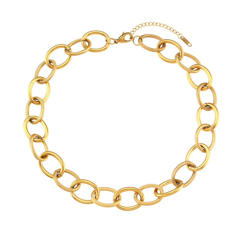 Minimalist Circle Geometric Stainless Steel 18K Gold Plated Necklaces