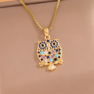 Minimalist Owl Stainless Steel Electroplating Necklaces