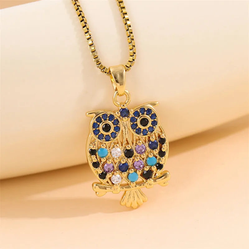 Minimalist Owl Stainless Steel Electroplating Necklaces