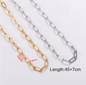 Minimalist Paperclip U-Shape Stainless Steel Electroplating Necklaces