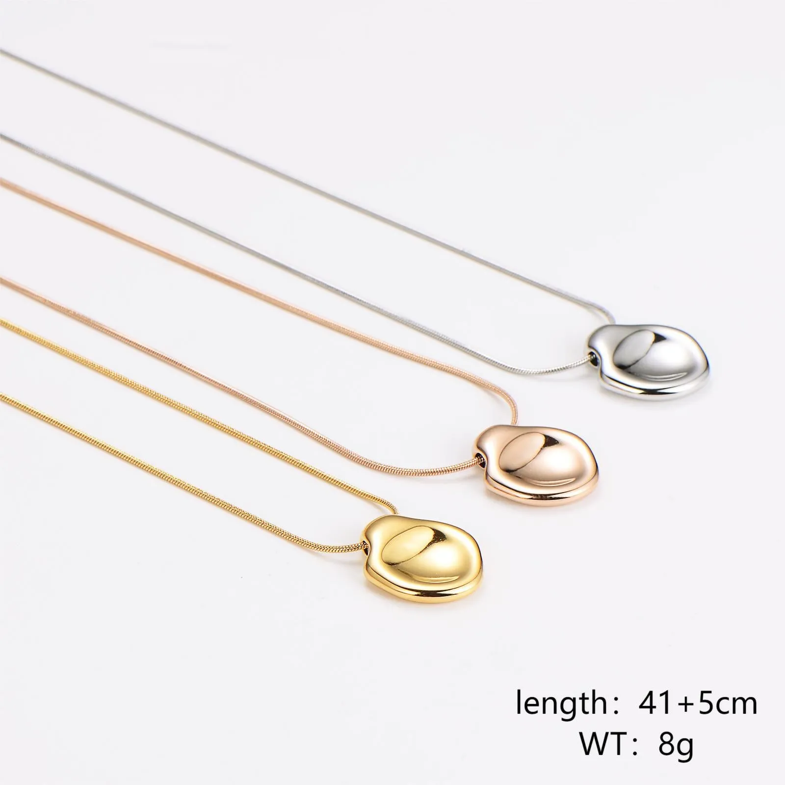 Minimalist Round Droplet Stainless Steel Electroplating Necklaces