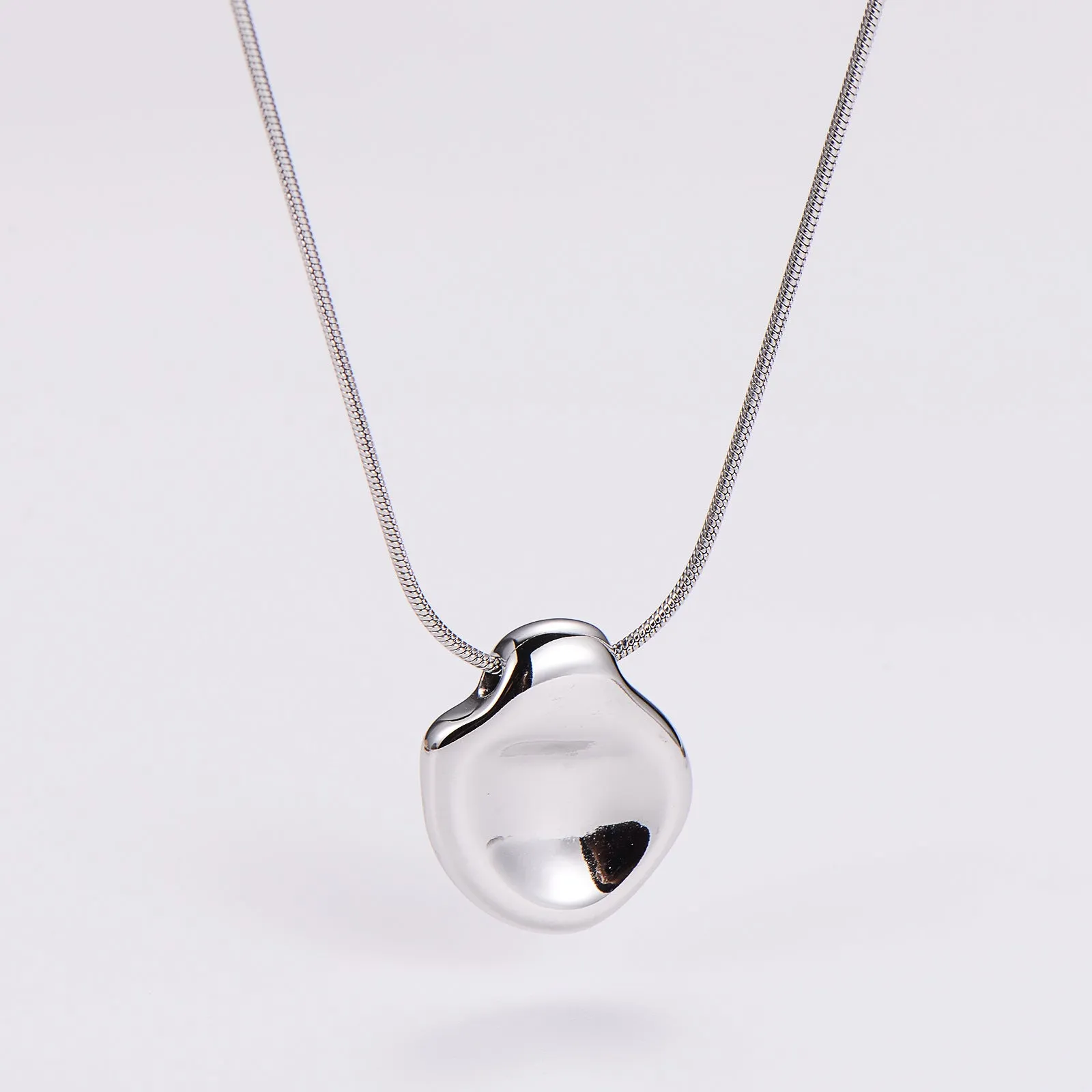 Minimalist Round Droplet Stainless Steel Electroplating Necklaces