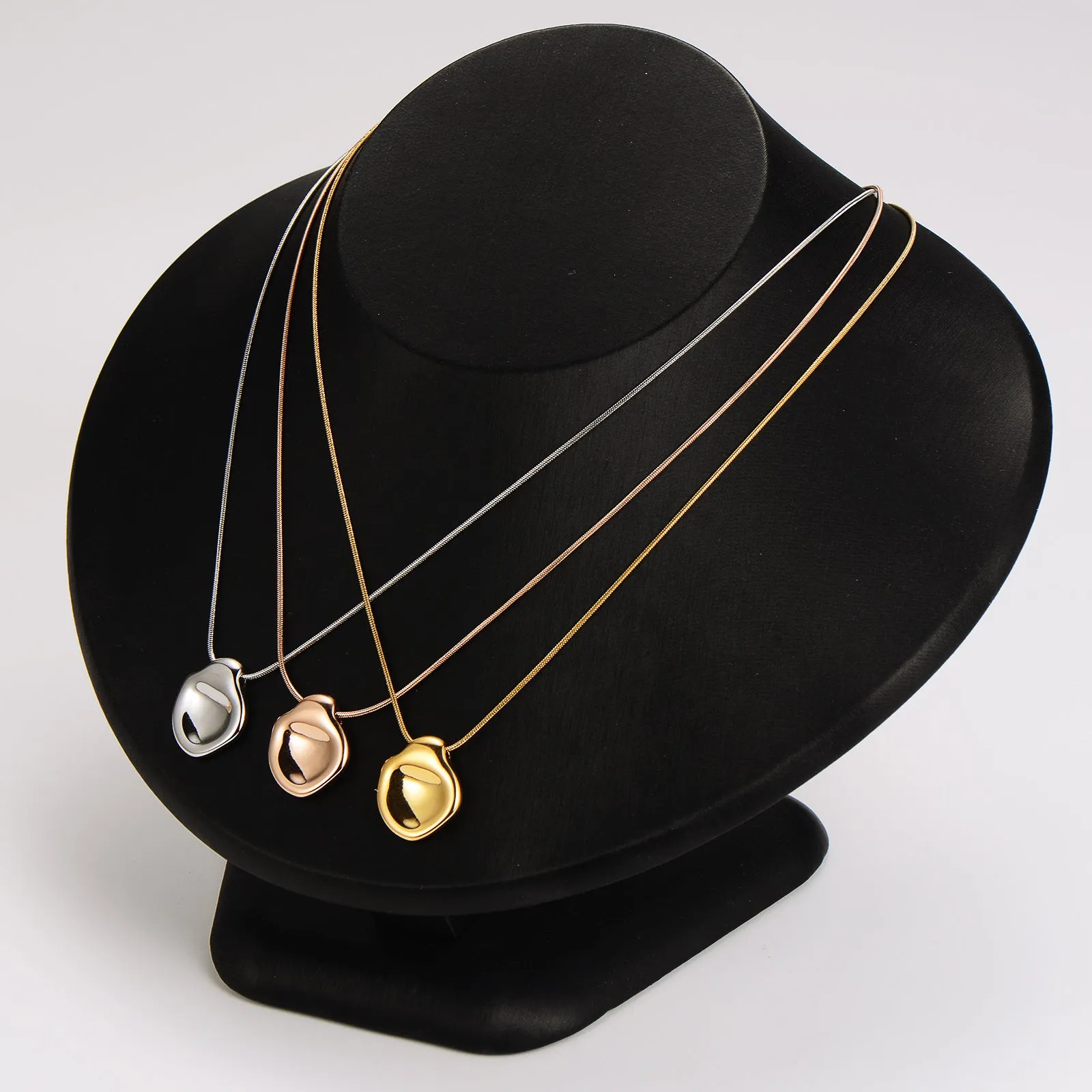 Minimalist Round Droplet Stainless Steel Electroplating Necklaces