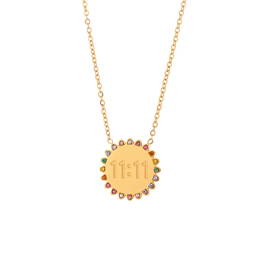 Minimalist Round Geometric Stainless Steel 18K Gold Plated Necklaces