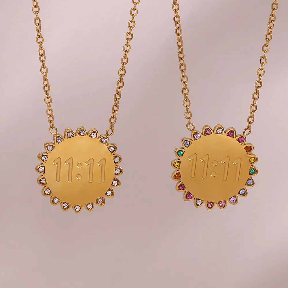 Minimalist Round Geometric Stainless Steel 18K Gold Plated Necklaces