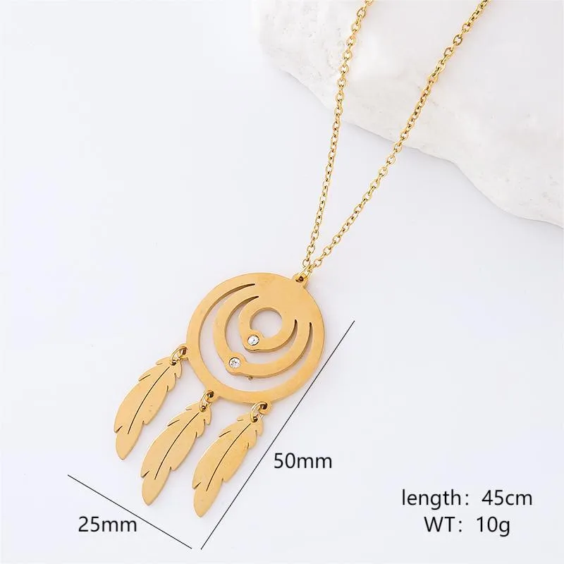 Minimalist Round Star Stainless Steel Electroplating Necklaces