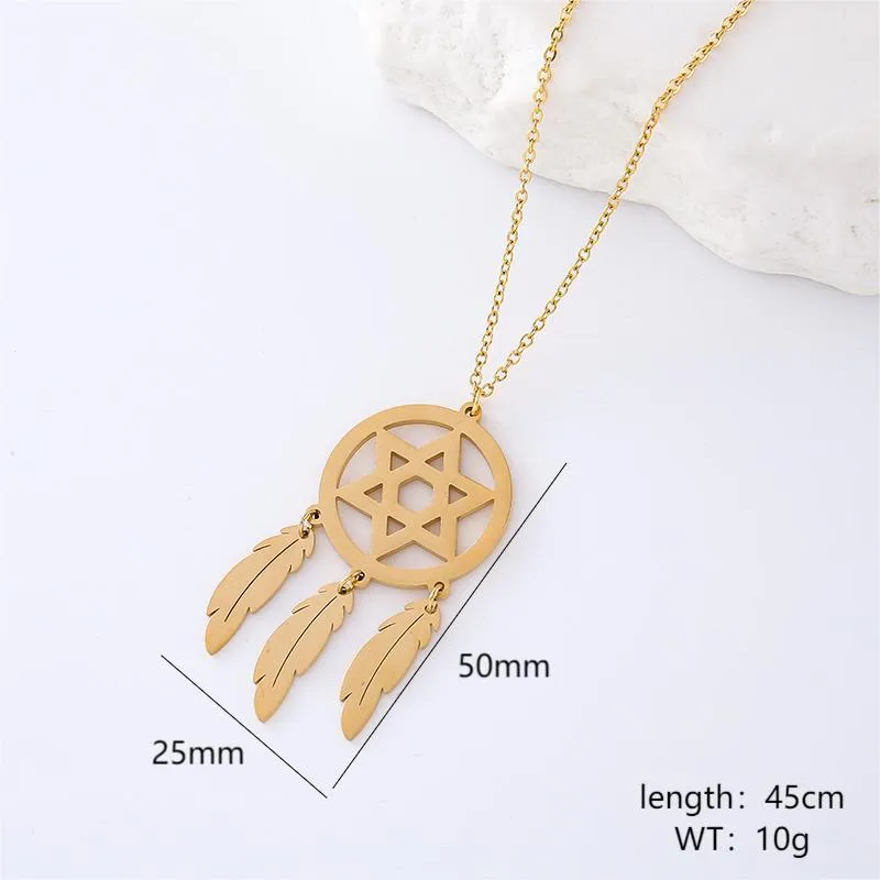 Minimalist Round Star Stainless Steel Electroplating Necklaces