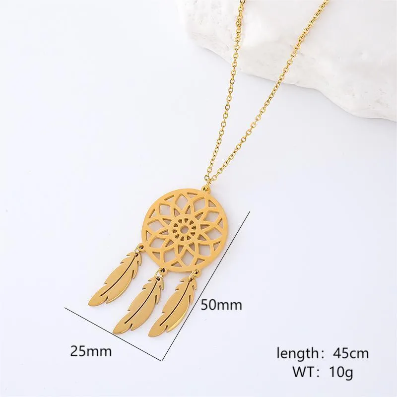 Minimalist Round Star Stainless Steel Electroplating Necklaces