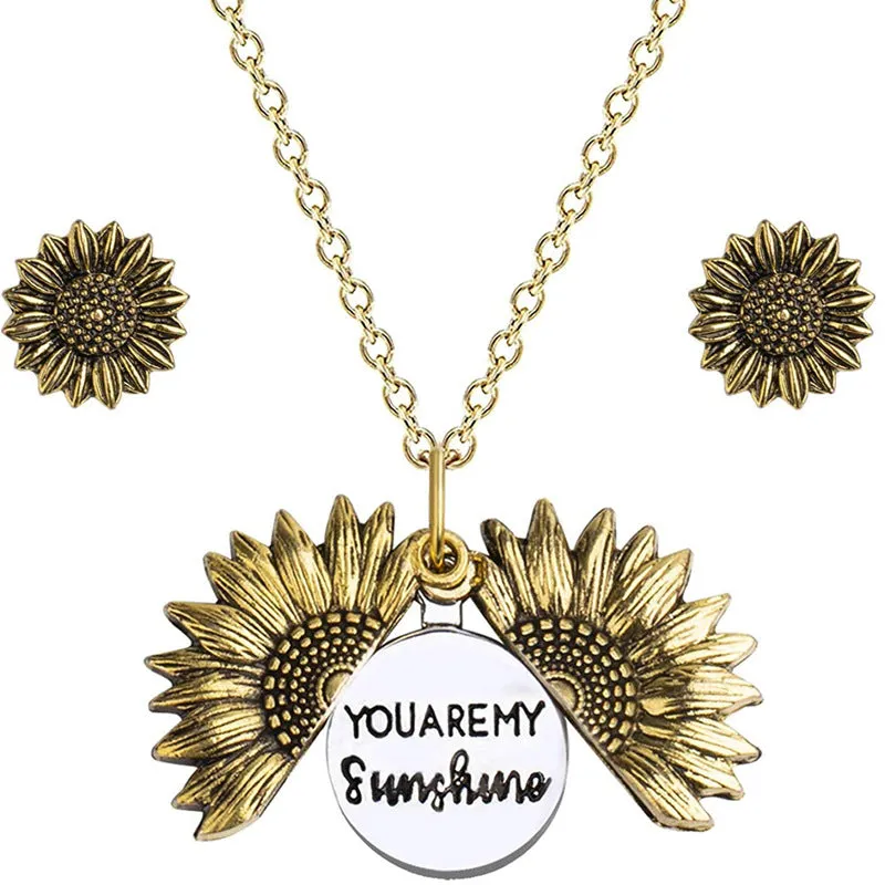 Minimalist Sunflower Flower Alloy Electroplating Necklaces