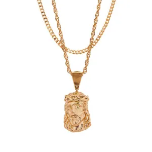 Mister Micro Jesus Rose Gold Necklace