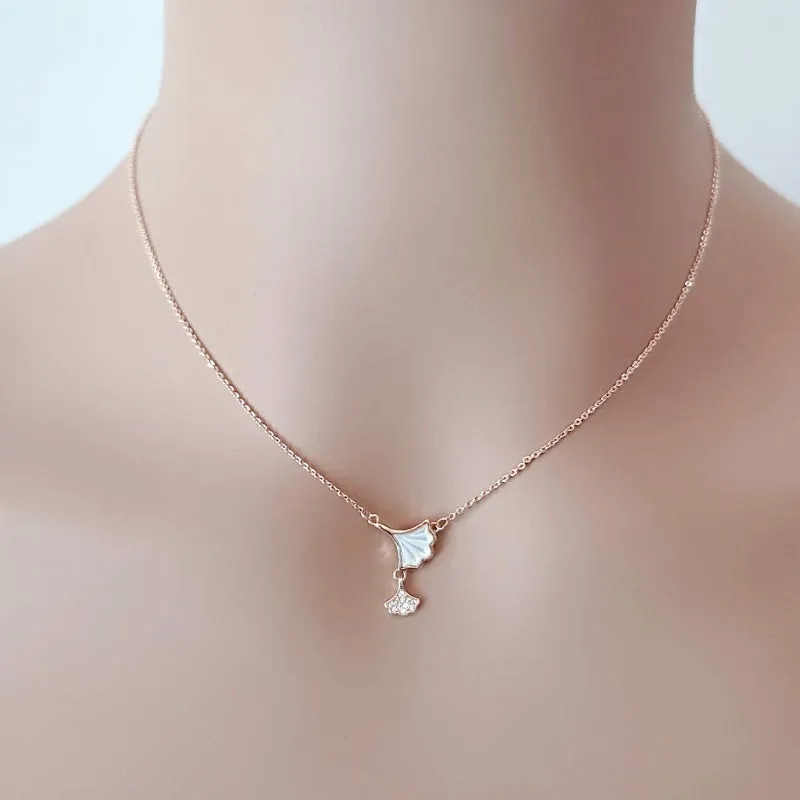 Mother of Pearl Gingko Leaf Necklace