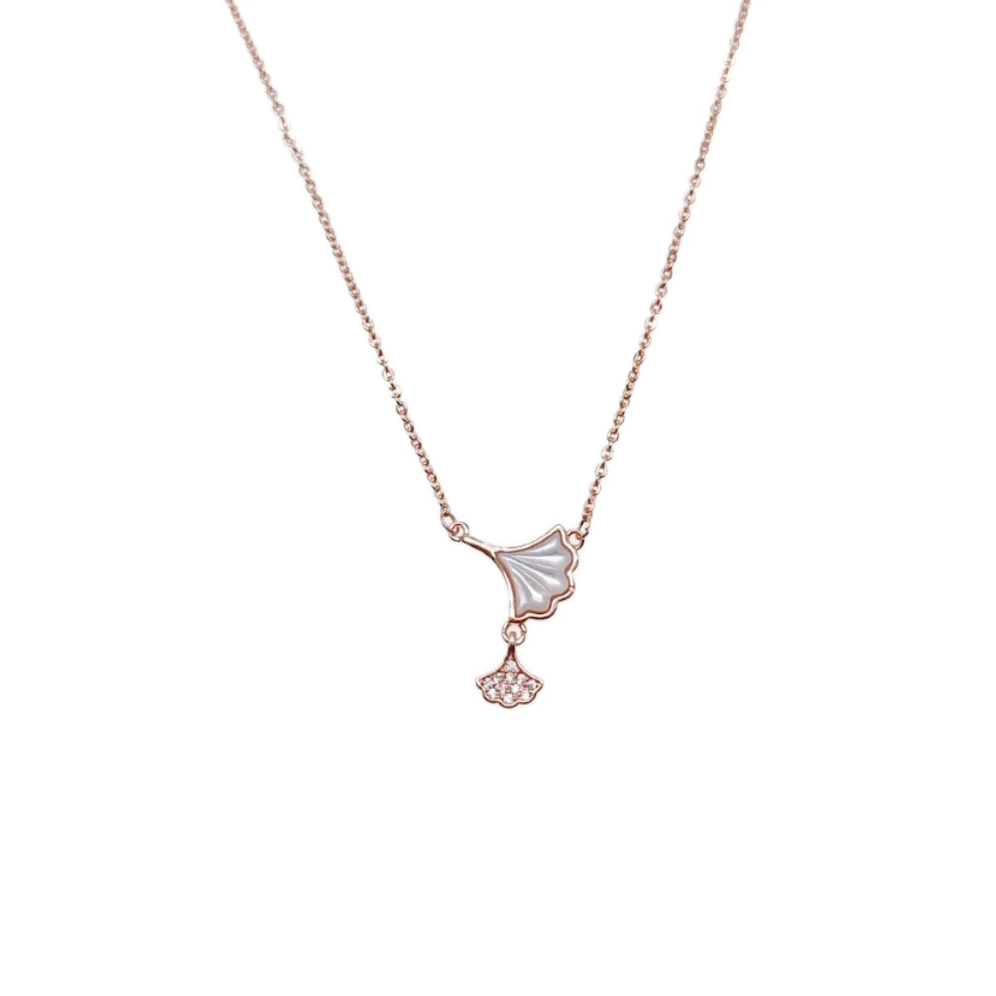 Mother of Pearl Gingko Leaf Necklace