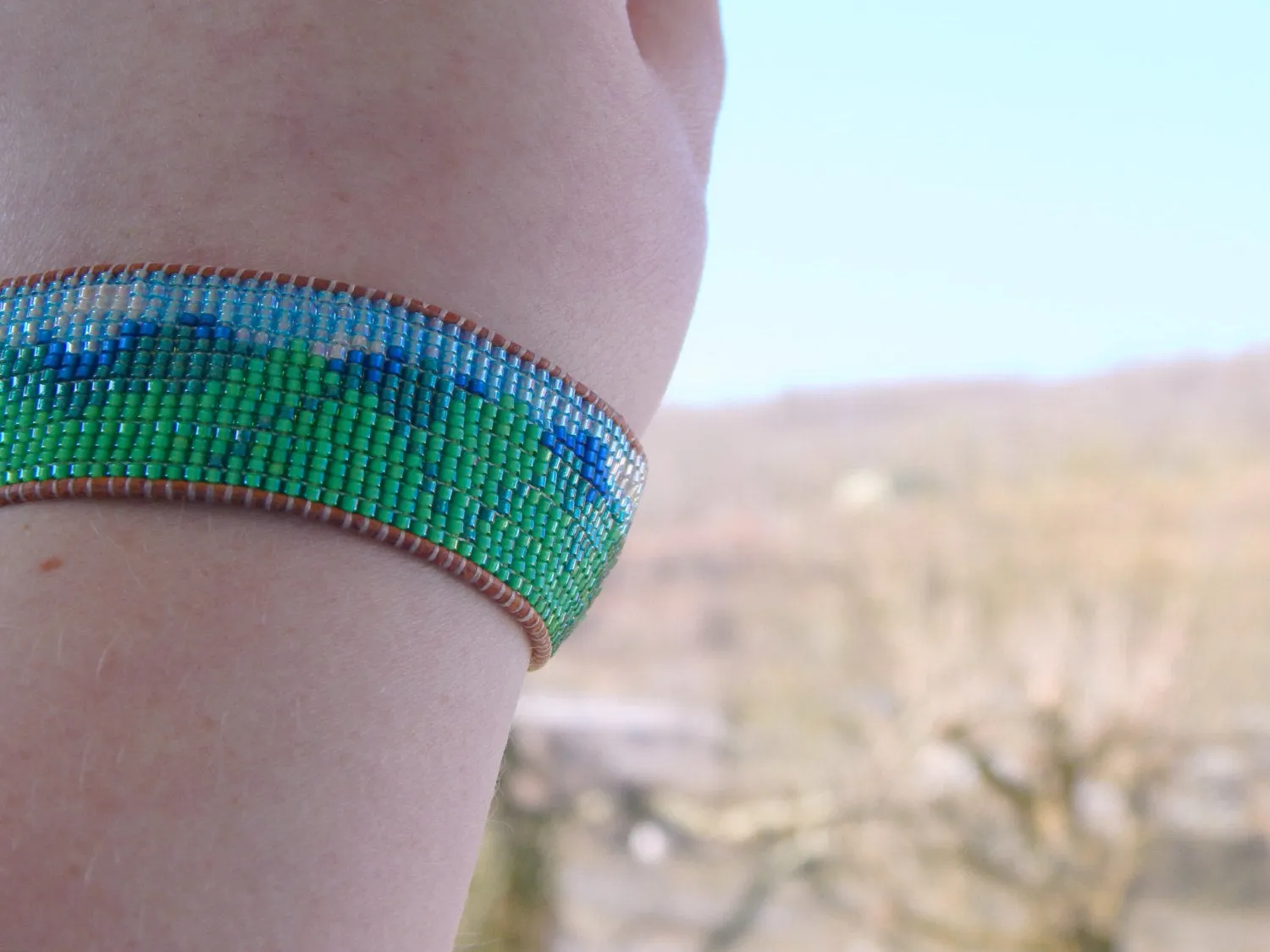 Mountain Bead Loom Friendship cuff bracelet, Beaded Bracelet