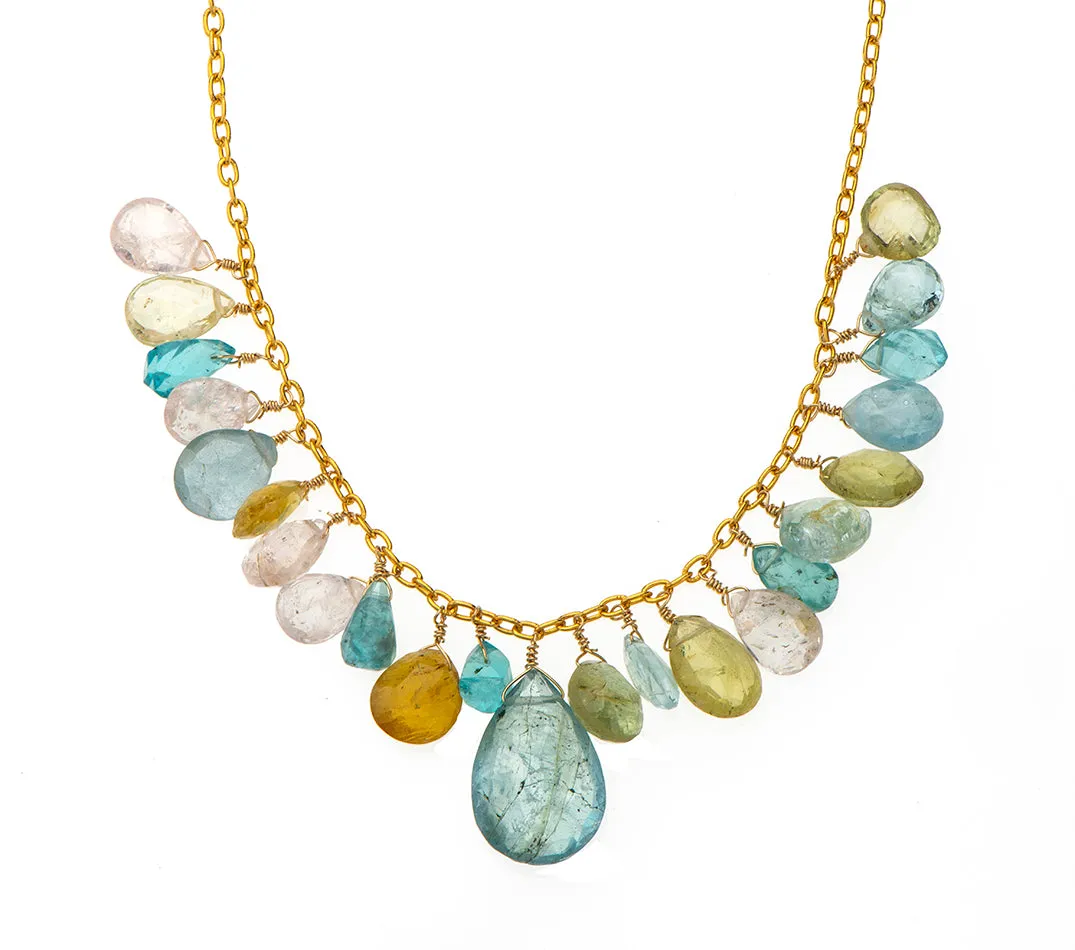 Nava Zahavi Gold Filled Aquamarine Drops Chain