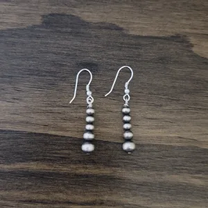 Navajo Pearls Graduated Short Drop Dangle Earrings Sterling Silver