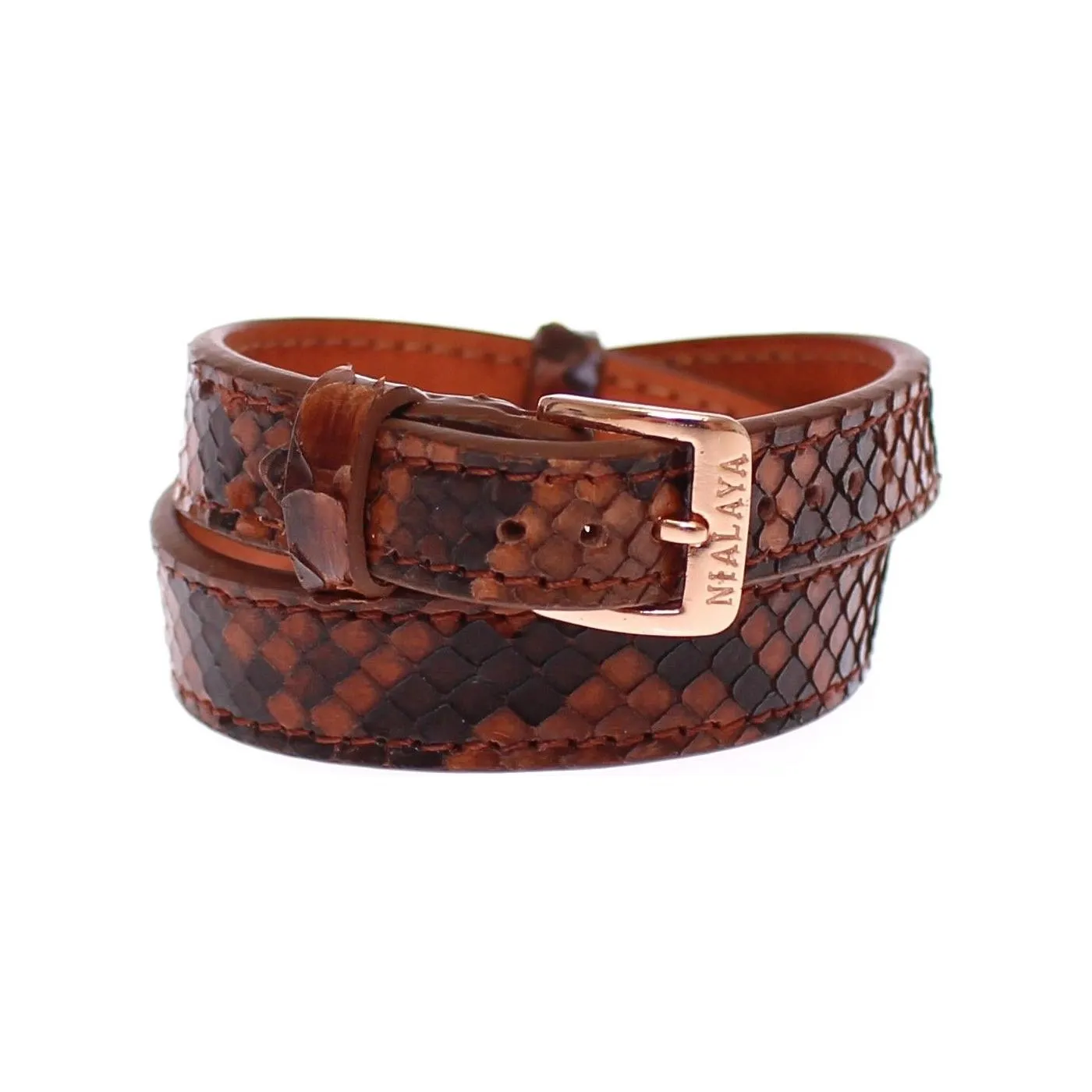 Nialaya Chic Snakeskin Leather & Gold Cuff Bracelet