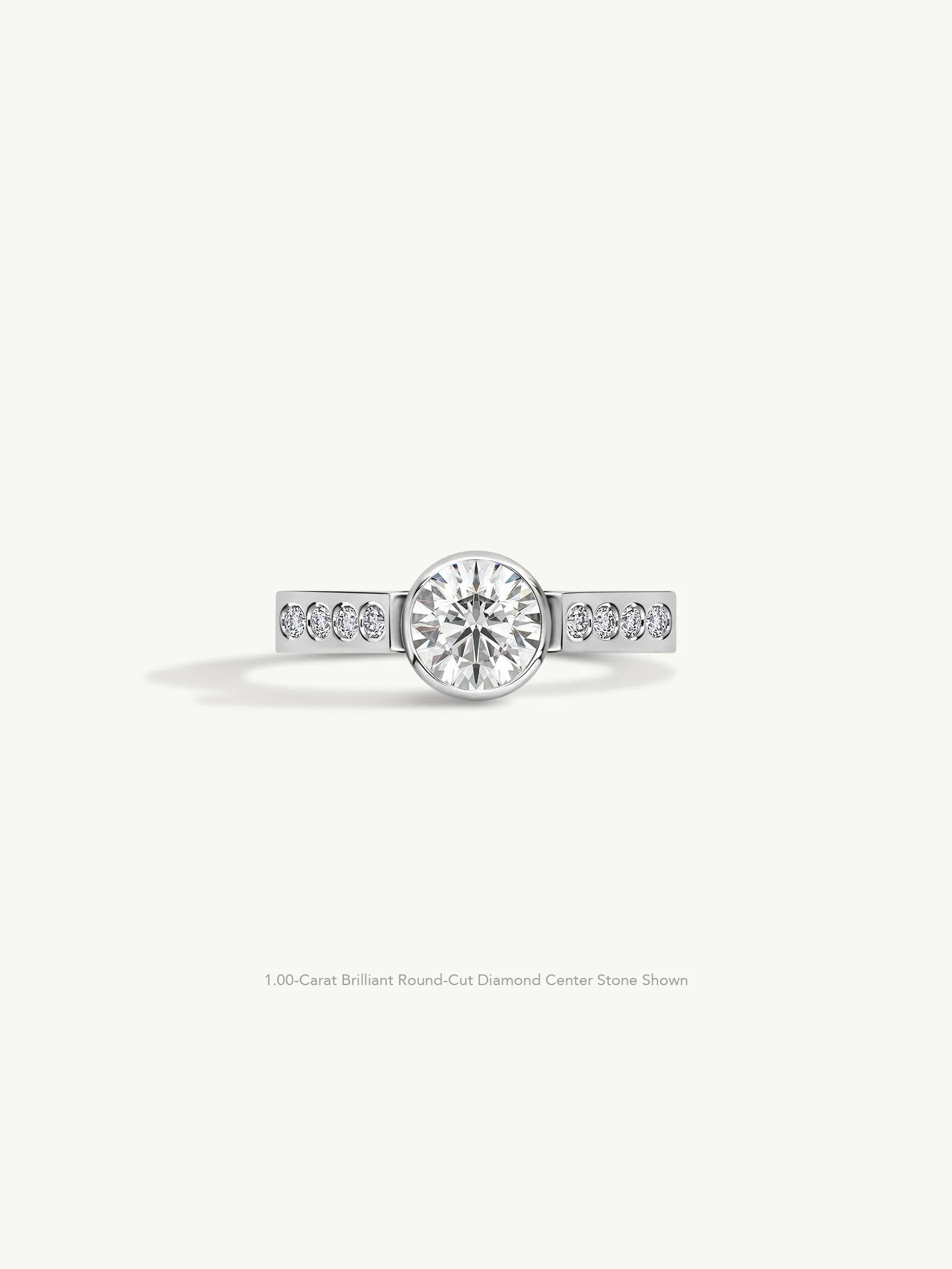 Octavian Lotus Engagement Ring With Round Brilliant-Cut White Diamond In Platinum