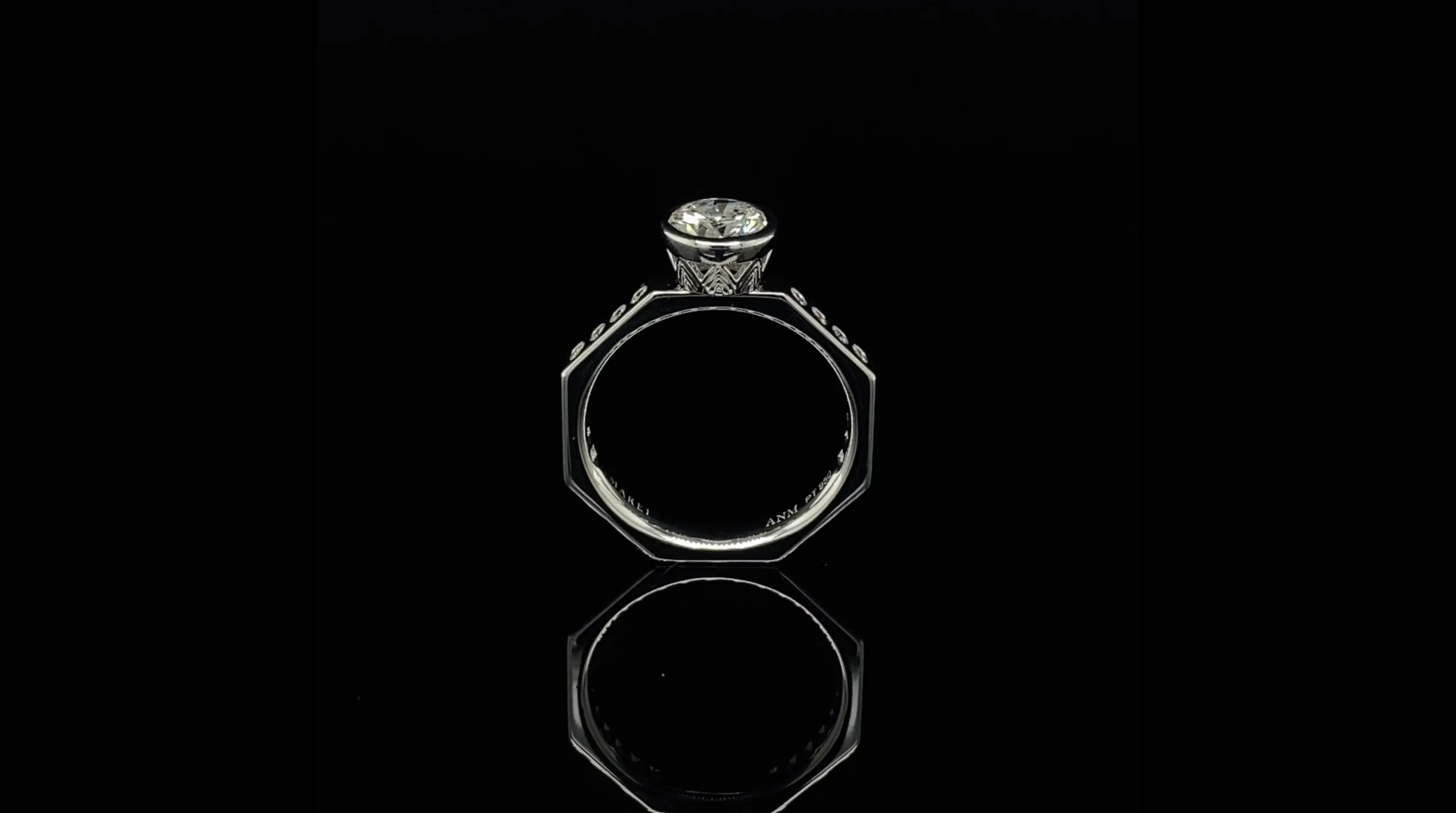 Octavian Lotus Engagement Ring With Round Brilliant-Cut White Diamond In Platinum