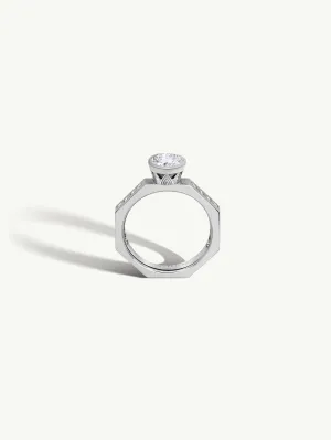 Octavian Lotus Engagement Ring With Round Brilliant-Cut White Diamond In Platinum