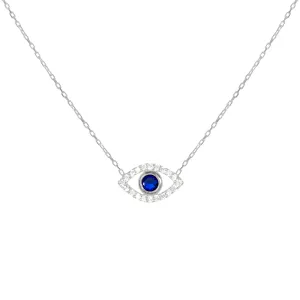 “Ojos” Sterling silver dark blue eye necklace